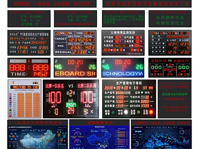 Public Facilities Electronic Information Displays Showing Various Data Time Scores In Public Spaces 3d model