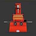 Red Industrial Milling Machine With Worktable Control Panel And Stable Base 3d model