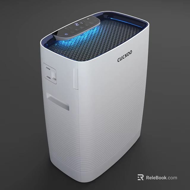 CICERO White Air Purifier With Blue Light On Top And Grid Front Design 3d model 