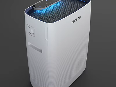 CICERO White Air Purifier With Blue Light On Top And Grid Front Design 3d model