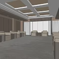Hotel Public Lounge Featuring Modern Seating Ceiling Panel Lights And Elegant Spacious Interior 3d model