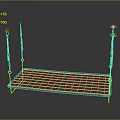 Black Metal Hanging Shelf With Grid Design And Chain For Home Storage