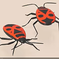 Red and Black Beetle Toy Models with Black Legs and Body Patterns