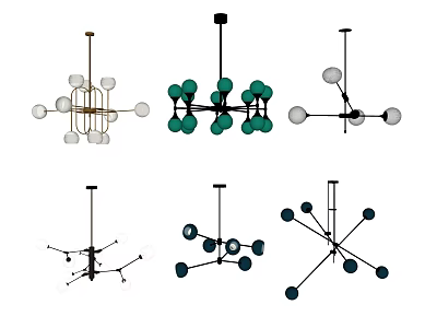 Modern Chandelier Designs Featuring Diverse Sphere Shapes And Color Accents 3d model