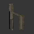 Ancient Weathered Stone Doorway Structure With Mossy Growth And Intricate Carvings