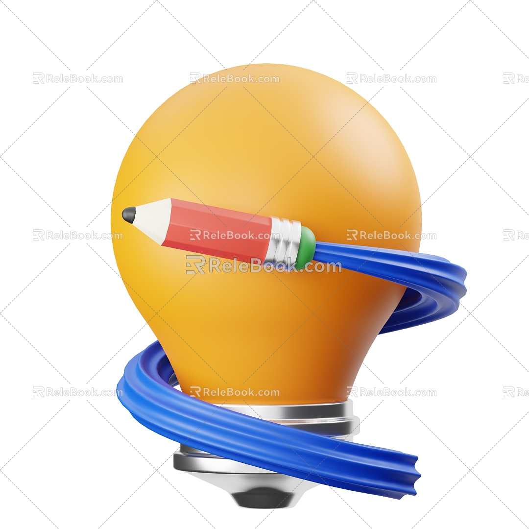 Modern Light Bulb Pencil Ideas Cartoon Light Bulb 3d model