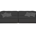 Black Two Seater Sofa With Gray Cushions In Modern Interior Design 3d model