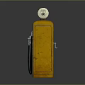 Vintage Yellow Gasoline Pump With White Top And Black Hoses