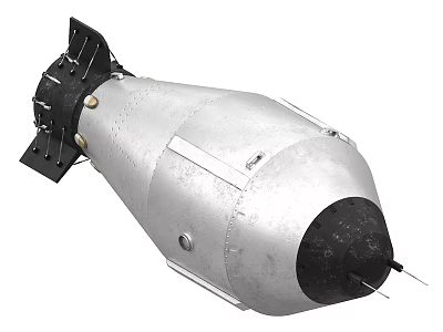 Military Bomb With Metallic Shell Streamlined Design And Black Nose Cone 3d model