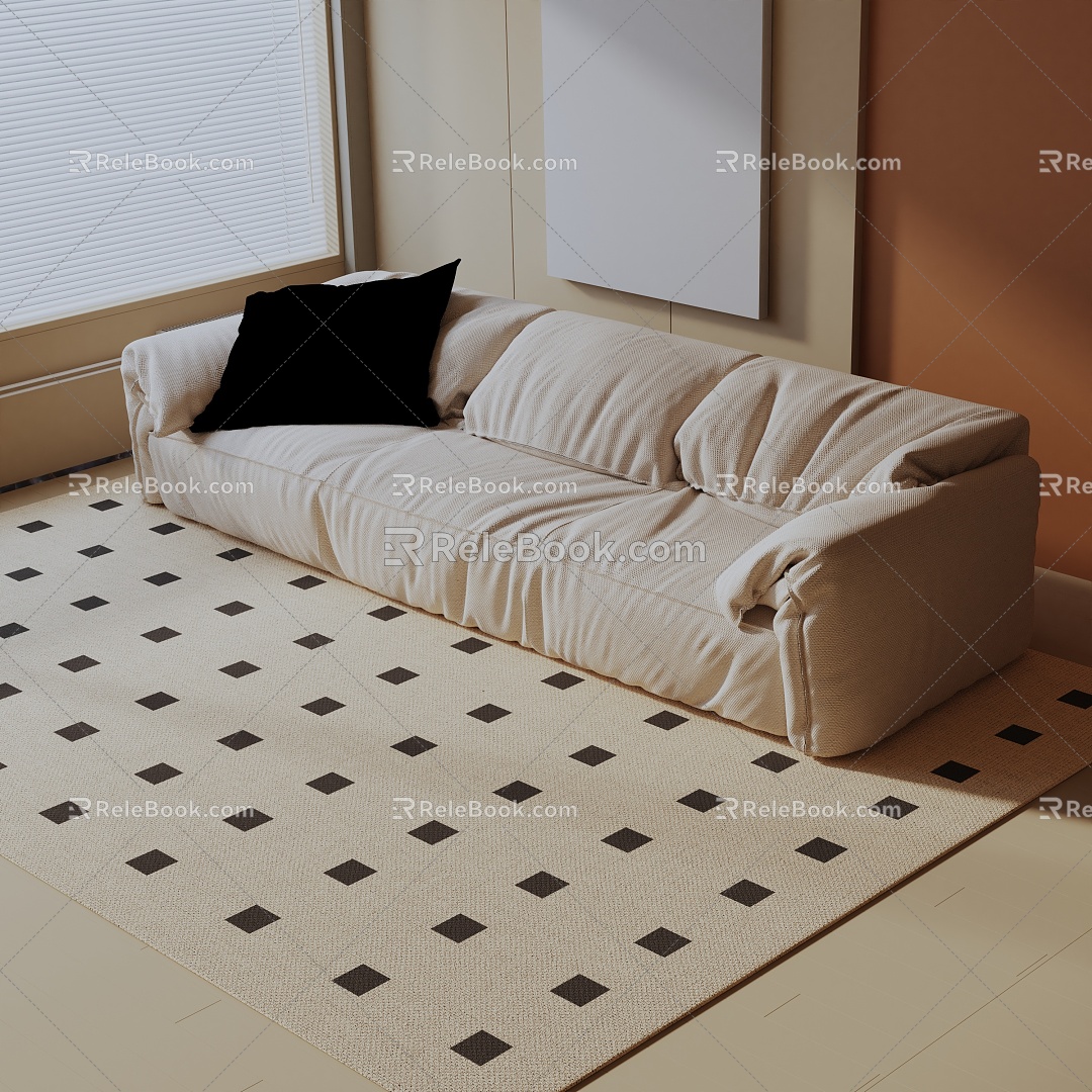 Modern three-seat sofa 3d model