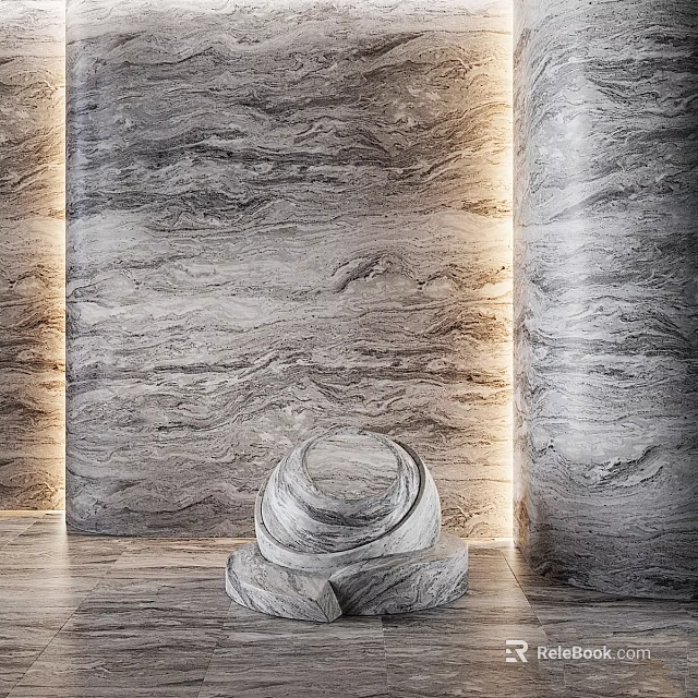 Stacked Marble Structure With Textured Walls And Columns In Modern Interior 3d model 
