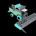 Green and Gray Agricultural Functional Vehicle with Large Wheels Harvesting Mechanism and Cabin