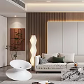Modern Living Room Interior With Large Sofa Marble Coffee Table And Floor to Ceiling Windows