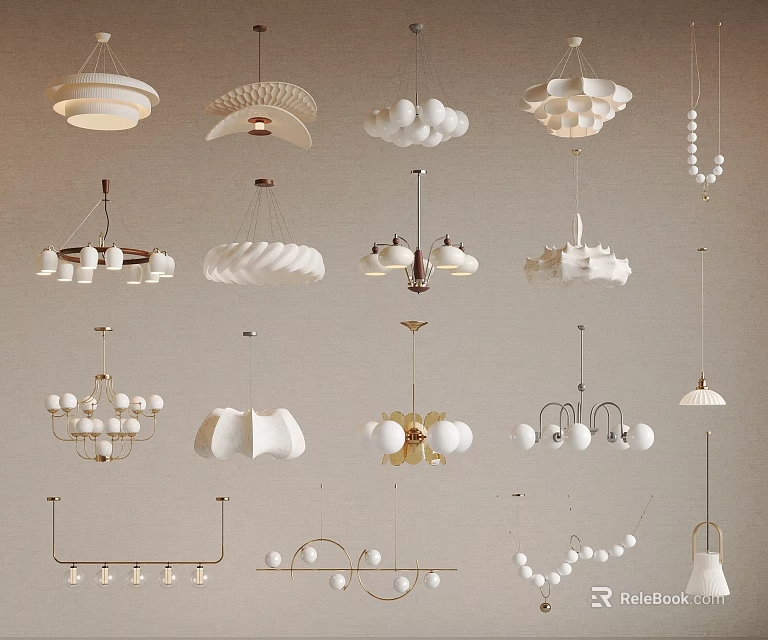 Modern Chandeliers Collection Featuring Various Unique Shapes And Contemporary Styles 3d model 