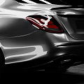 Silver Mercedes Luxury Sports Sedan With Black Alloy Wheels And Red Brake Calipers