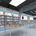 Modern Digital Store Interior With Audio Products Brand Sections And Display Shelves