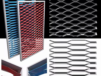 Modern Metal Mesh Room Divider With Multiple Colors And Geometric Patterns 3d model