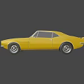 Yellow Classic Sports Car With Black Stripes And Two Door Design