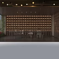 Elegant Clubhouse Interior Design With Wooden Wine Rack Sofas And Coffee Tables