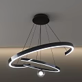 Modern Double Circular Ring Chandelier With LED Light Strips Hanging From Ceiling 3d model