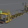 Industrial Equipment Layout with Cranes Conveyors and Production Machinery in Factory