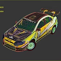 Yellow And Black Racing Car With Rear Spoiler Number 30 And Koni Logo
