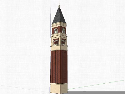 Red Brick Clock Tower With Arched Windows Steeple And Beige Base Design 3d model