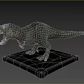 Realistic T Rex Dinosaur Model Standing With Open Mouth And Stone Base