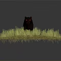 Black Panther Standing In Lush Green Grass With Striking Red Eyes