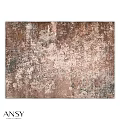 Square Rug With Vintage Distressed Texture In Earthy Brown Beige And Gray Tones