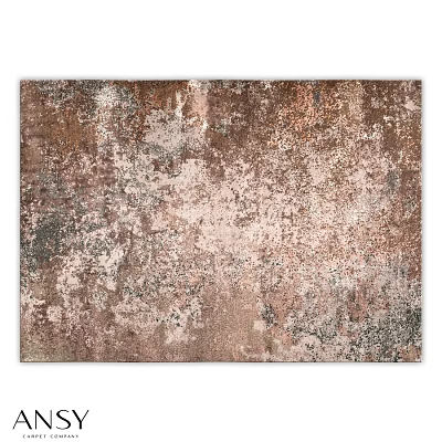 Square Rug With Vintage Distressed Texture In Earthy Brown Beige And Gray Tones 3d model