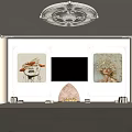 Elegant White TV Wall Design With Decorative Paintings Fireplace And Ornate Details