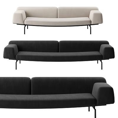 Modern Sectional Sofa With Beige Dark Gray Upholstery And Metal Legs 3d model
