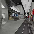 Adidas Clothing Store Industrial Style Gray Ceiling With Colorful Apparel Shoe Racks And Display Tables