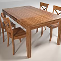 Wooden Rectangular Dining Table Set With Four Cross Back Chairs 3d model