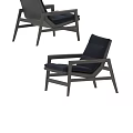 Modern Armchair With Blue Cushion And Wooden Frame For Living Room Design