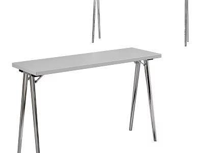 Sleek Side Table with Gray Tabletop and Chrome Metal Legs for Modern Living Room Decor 3d model