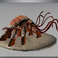 Red Armored Creature Character With Tentacles On Stone Base 3d model
