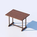Wooden Dining Table With Rectangular Top And Sturdy Legs Minimalist Design 3d model