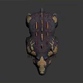 Fierce Bear Like Monster Character With Spikes Sharp Teeth Purple Orange Skin And Yellow Eyes