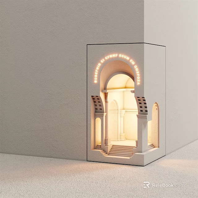Modern Architectural Wall Lamp with Arch Design Warm LED Lighting and White Glass Panel Structure 3d model 