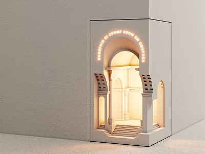 Modern Architectural Wall Lamp with Arch Design Warm LED Lighting and White Glass Panel Structure 3d model