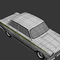 Classic White Vintage Sedan With Green Stripe And Retro Exterior Design