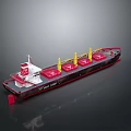 Red And Black Cargo Ship With Yellow Cranes White Superstructure For Maritime Transport