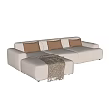 Cozy Beige Fabric Sectional Sofa With Brown Pillows And Throw Blanket