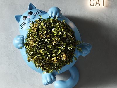 Plant Wall Decoration Wall Hanging Plant Potted Plant Hanging Cartoon Cat Bonsai Wall Decoration 3d model