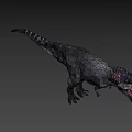 Low Poly T-Rex Dinosaur Model Gray Body Red Head Open Mouth Sharp Teeth