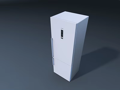 Modern Sleek White Upright Refrigerator With Front Digital Control Panel For Home Kitchen Use 3d model