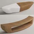 Modern Public Bench With Curved Wooden Slats And White Seat Design