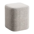 Modern Light Gray Cube Shaped Ottoman with Textured Upholstery for Living Room